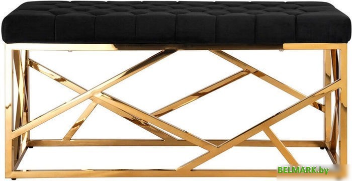 Банкетка Stool Group Арт деко вельвет черный/золото - фото2