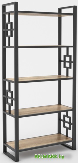 Стеллаж Hype Mebel Квадро 80x170 (черный/древесина белая) - фото