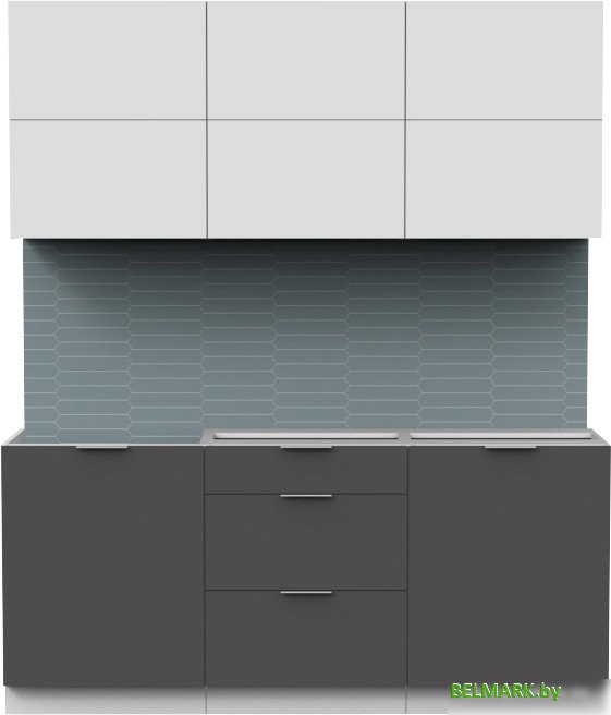 Готовая кухня Интермебель Микс Топ-34 1.8м без столешницы (белый премиум/графит серый) - фото