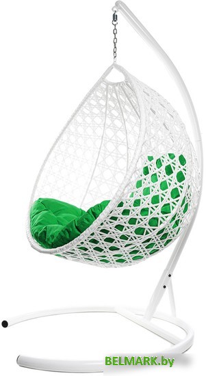 Подвесное кресло M-Group Капля Люкс 11030104 (белый ротанг/зеленая подушка) - фото2