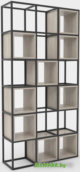 Стеллаж Hype Mebel Грос 105x210 (черный/древесина белая) - фото