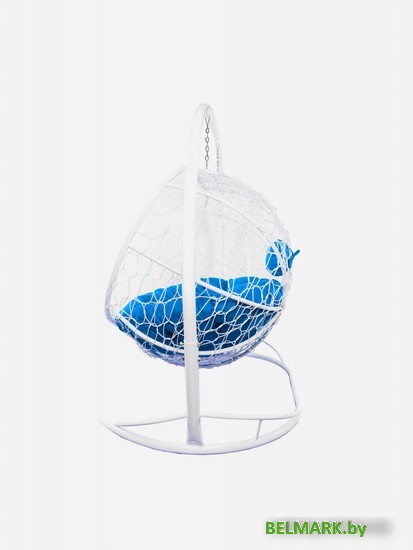 Подвесной диван M-Group Лежебока 11180110 (с белым ротангом/синяя подушка) - фото2