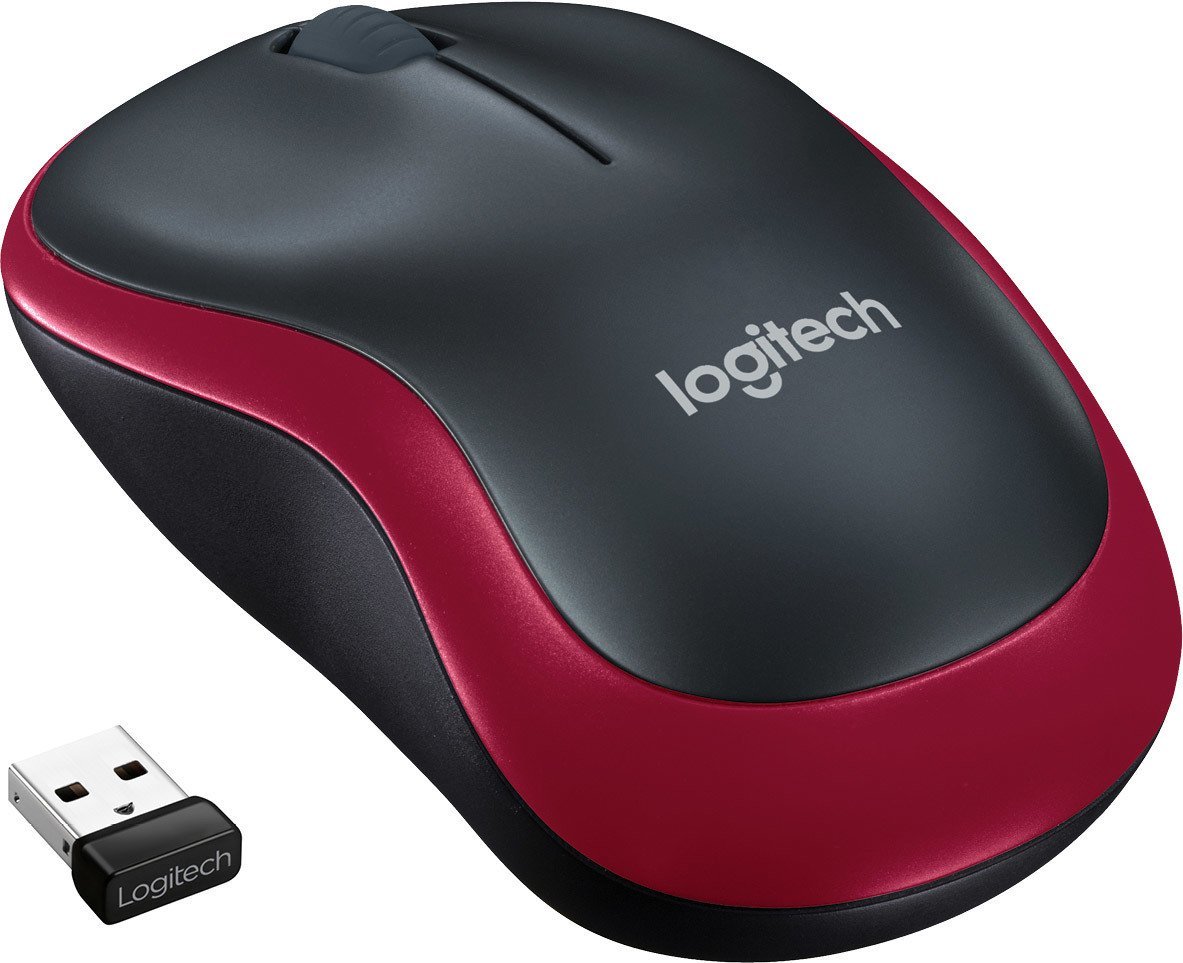 Мышь Logitech M185 (черный/красный) - фото2