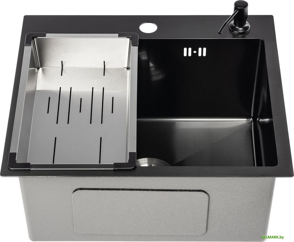 Кухонная мойка Saniteco 5045 PVD (с сифоном, дозатором и коландером) - фото