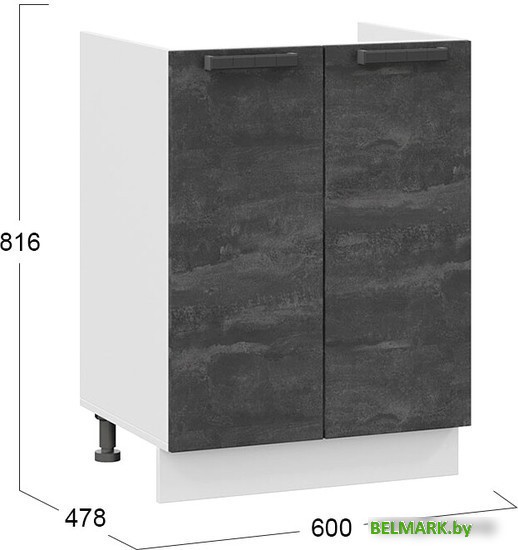 Шкаф напольный Трия Детройт 1Н6М (белый/угольный камень) - фото2