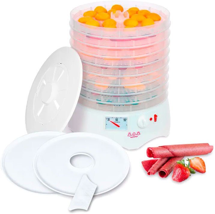 Сушилка для овощей и фруктов Мастерица EFD-0903VM (с прозрачными поддонами + 2 поддона для пастилы и лопатка) - фото