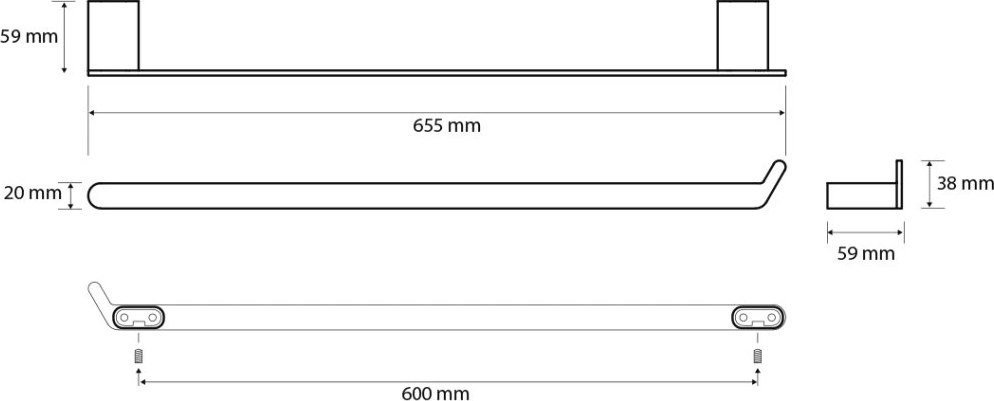 Аксессуары для ванной и туалета Bemeta Organic 167104370 (600мм, черный матовый) - фото2