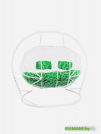 Подвесной диван M-Group Лежебока 11180104 (с белым ротангом/зеленая подушка) - фото2