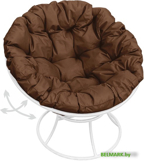 Кресло M-Group Папасан пружинка 12040105 (белый/коричневая подушка) - фото
