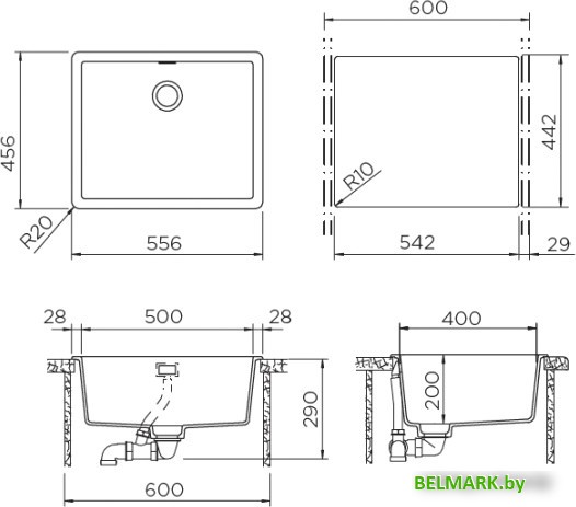 Кухонная мойка Schock Brooklyn 60 (лунный камень) - фото2