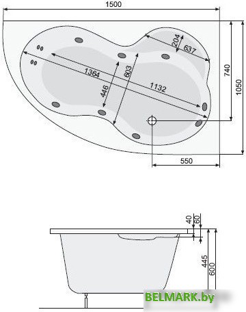 Ванна Poolspa Mistral 150x105 R - фото2