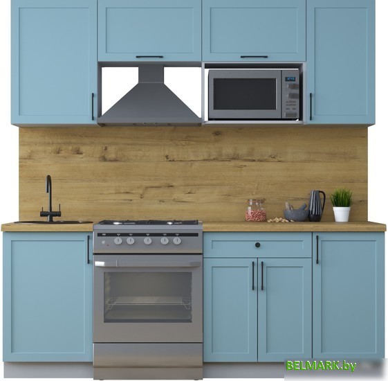 Готовая кухня Интерлиния Тренд 2.1В (океан/океан/дуб бунратти) - фото