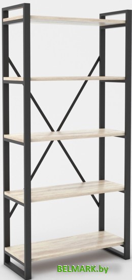 Стеллаж Hype Mebel Стандарт-2 80x170 (черный/древесина белая) - фото