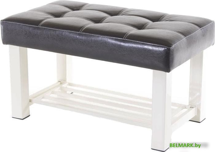 Банкетка AMC Lux 4 с полкой кожзам бежевый/коричневый/бежевый 4.1Б80323 - фото