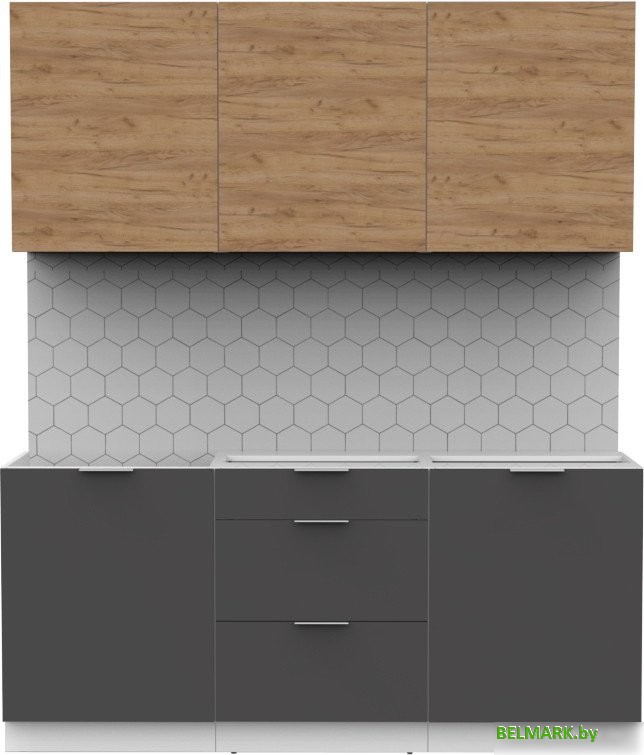 Готовая кухня Интермебель Микс Топ-4 1.8м без столешницы (дуб крафт золотой/графит серый) - фото