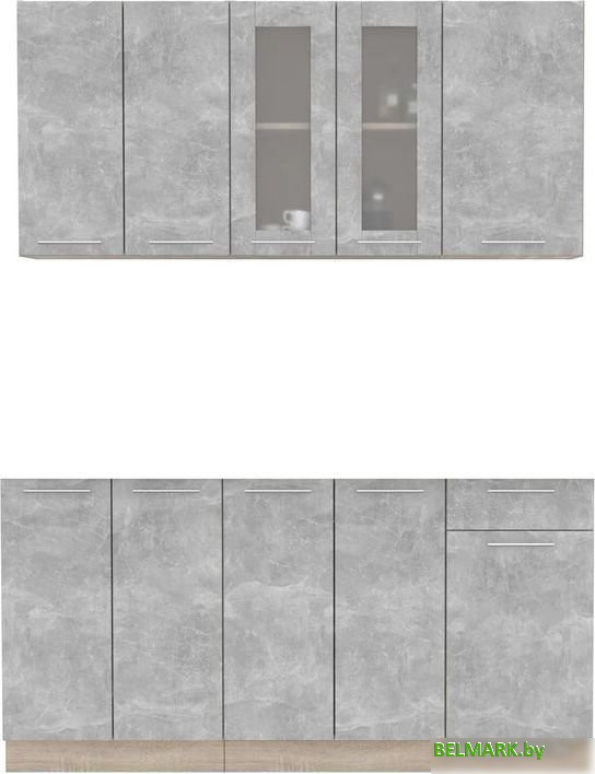 Готовая кухня Интерлиния Мила 16-60 без столешницы (бетон/бетон) - фото