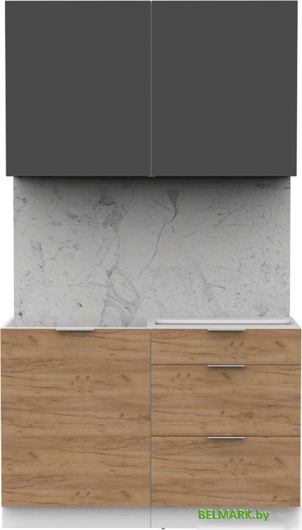 Готовая кухня Интермебель Микс Топ-1 1.2м без столешницы (графит серый/дуб крафт золотой) - фото
