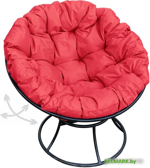 Кресло M-Group Папасан пружинка 12040406 (черный/красная подушка) - фото