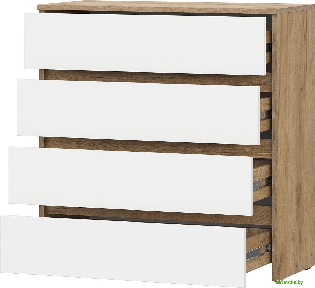 Комод NN мебель МС Некст К 4 ящика (дуб золотой/белый) - фото2