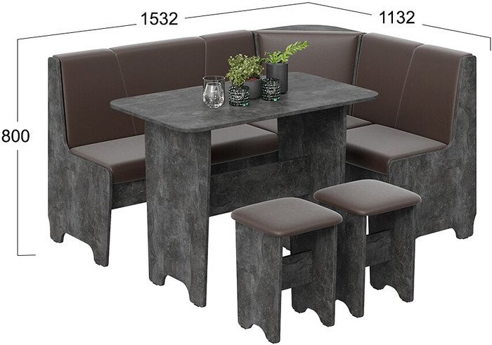 Обеденная группа Трия Техас исп. 1 (ателье темный/экокожа коричневый) - фото2