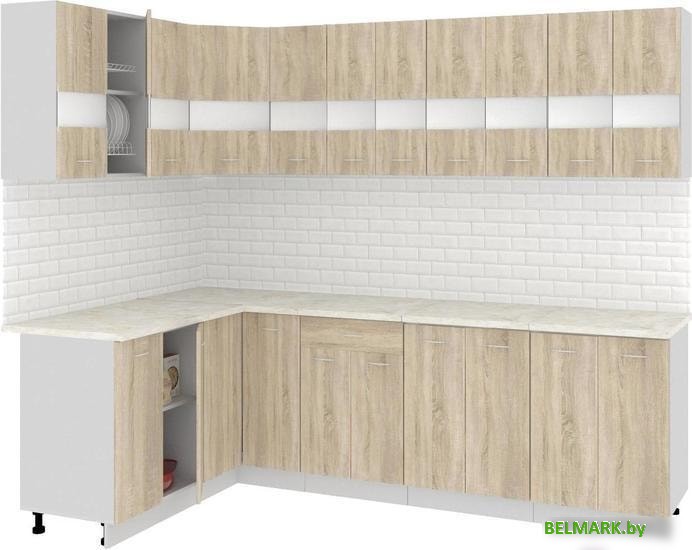 Угловая кухня Кортекс-мебель Корнелия Экстра 1.5x2.6м (дуб сонома/марсель) - фото