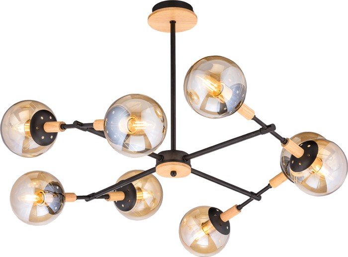 Подвесная люстра Mirastyle SX-N-4900/8 BK+WOOD - фото