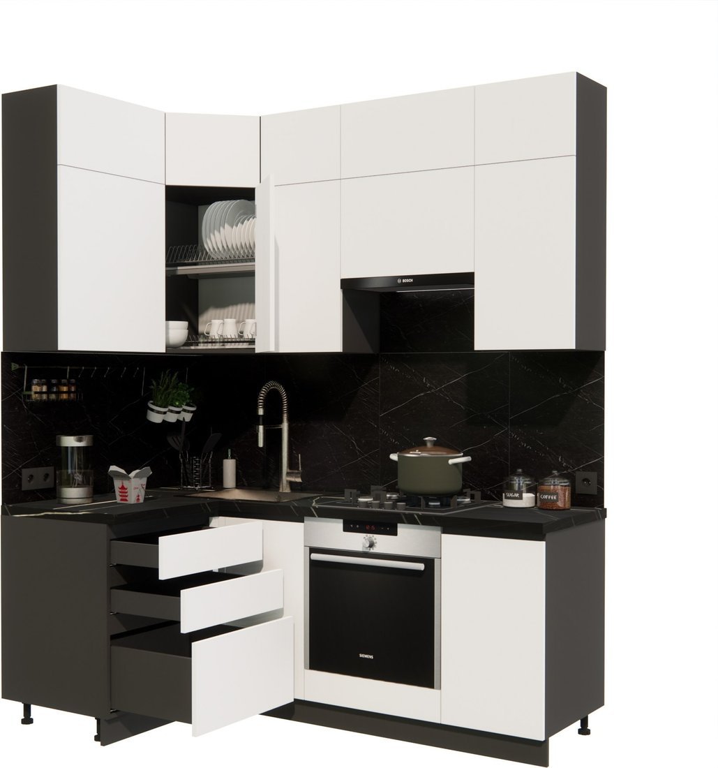 Готовая кухня ВерсоМебель Эко Премиум 1.2x2.0 левая (белый фасадный/ст. тунис) - фото2