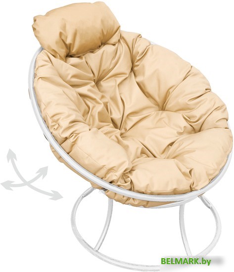 Кресло M-Group Папасан пружинка мини 12080101 (белый/бежевая подушка) - фото