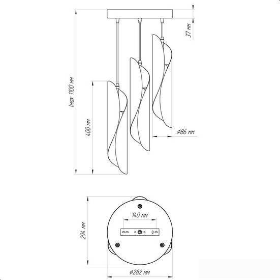 Бра Элетех Маэстро 2 233 НСБ 01-3х60-157 Е27 1005404628 (черный/золото) - фото2