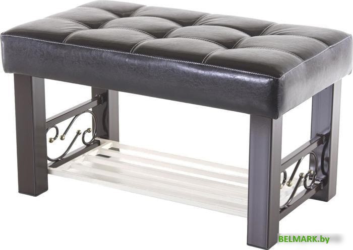 Банкетка AMC Lux 5 с полкой кожзам коричневый/коричневый/бежевый 5.1Б80223 - фото