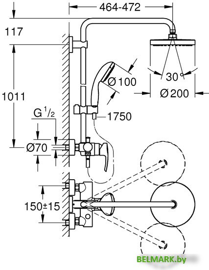 Душевая система Grohe New Tempesta Cosmopolitan 200 26244001 - фото2