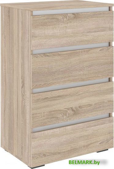 Комод Кортекс-мебель Бари 60 4ш (дуб сонома/дуб сонома/белый) - фото