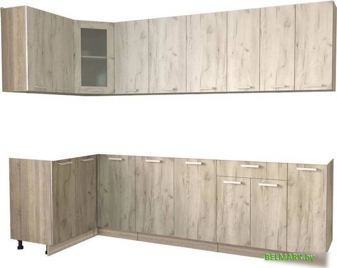 Готовая кухня Интерлиния Мила 12x27 без столешницы (дуб белый/дуб серый) - фото