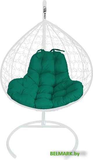 Подвесное кресло M-Group XL 11120104 (белый ротанг/зеленая подушка) - фото
