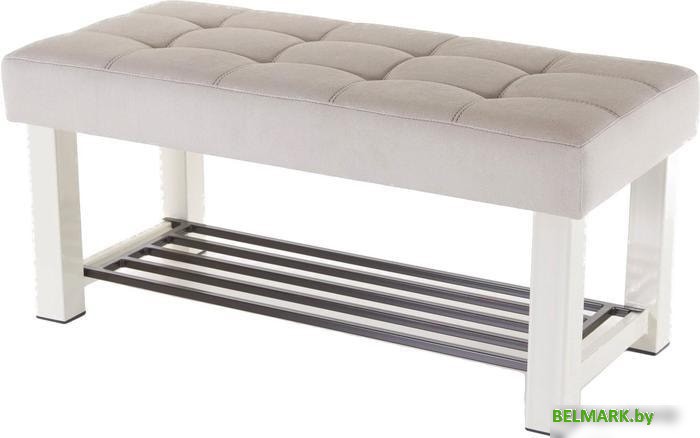 Банкетка AMC Lux 4 с полкой ткань бежевый/бежевый/коричневый 4.2Б100332 - фото