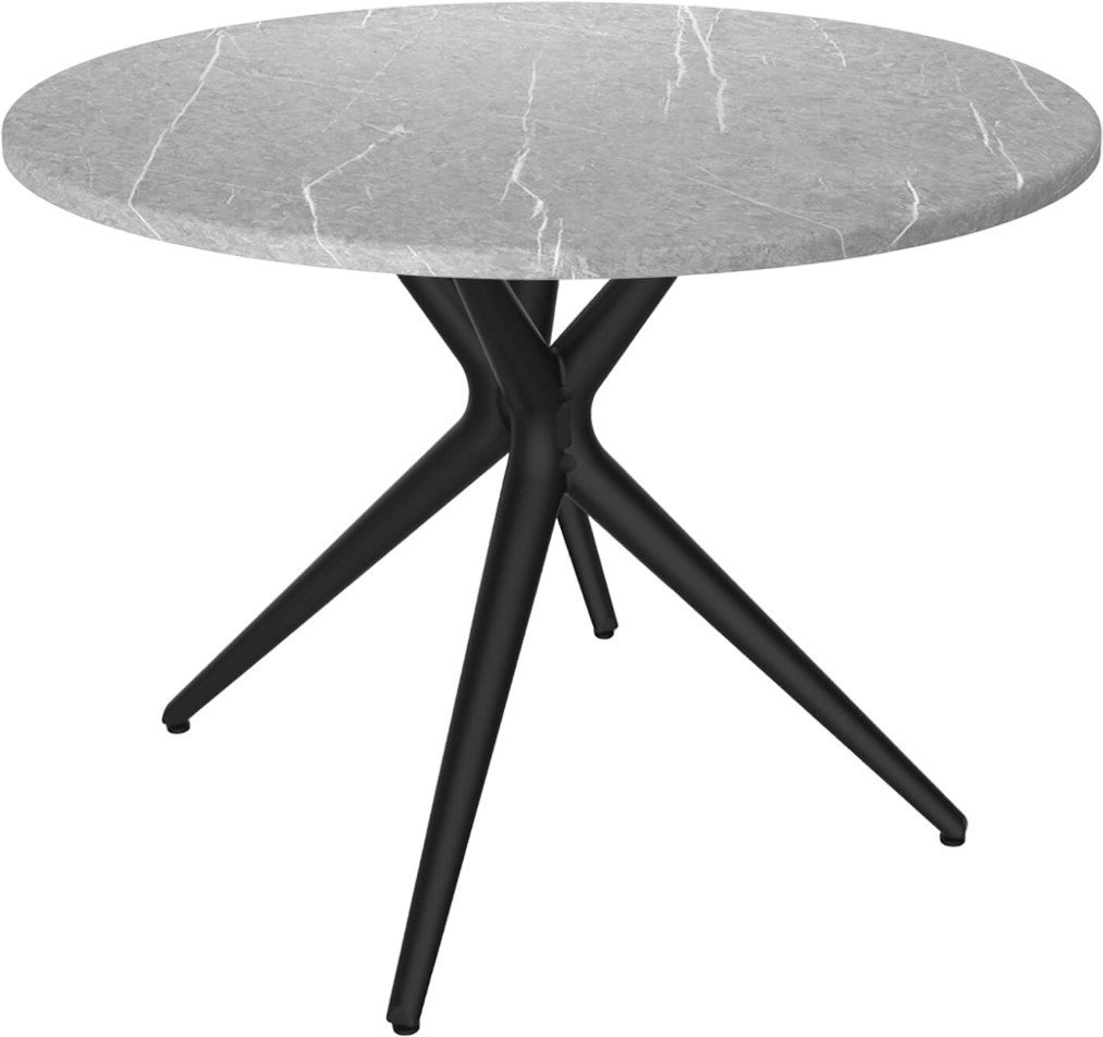 Кухонный стол Sheffilton SHT-TU30/TT 90 МДФ (черный/серый мрамор) - фото