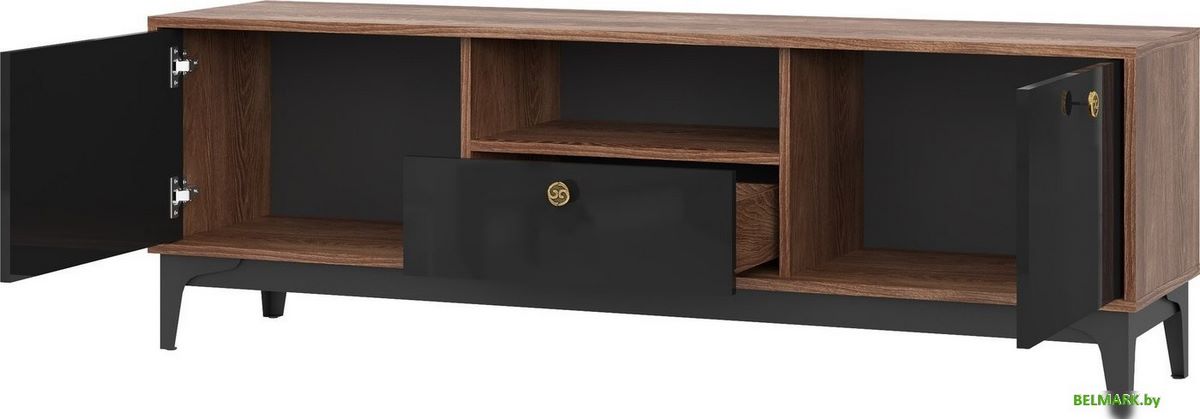 Тумба НК-Мебель Brass ТВ-1 (черный глянец) - фото2