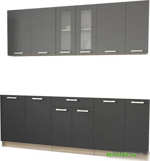 Готовая кухня Интерлиния Мила 21 без столешницы (серебристый/антрацит) - фото
