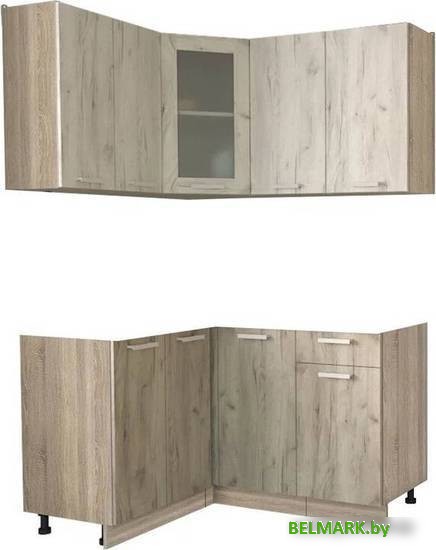 Готовая кухня Интерлиния Мила 12x14 без столешницы (дуб белый/дуб серый) - фото