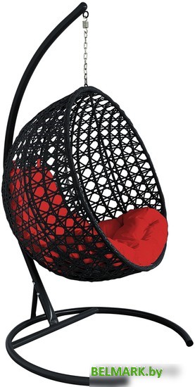 Подвесное кресло M-Group Круг Люкс 11060406 (черный ротанг/красная подушка) - фото