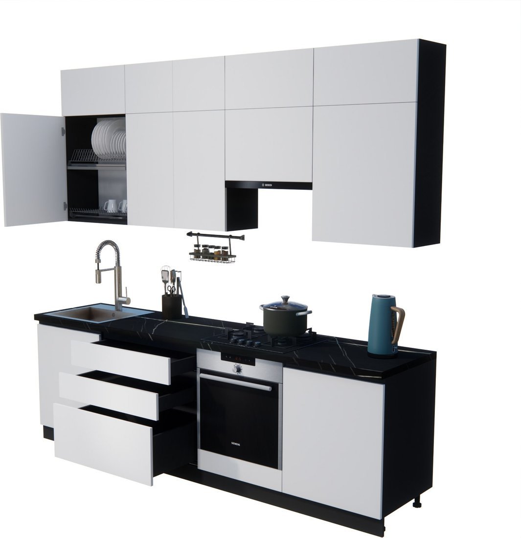 Готовая кухня ВерсоМебель Эко Премиум 2.6 (белый фасадный/ст. тунис) - фото2