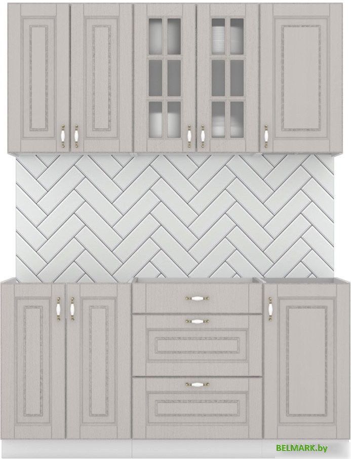 Готовая кухня Интермебель Бостон-2 1.6 без столешницы (ясень капучино софт) - фото