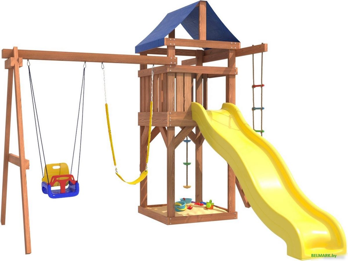 Игровой комплекс National Tree Company С качелями 3 в 1 и гибкими подвесными IgroWoods ДП-15 - фото