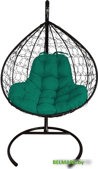 Подвесное кресло M-Group XL 11120404 (черный ротанг/зеленая подушка) - фото