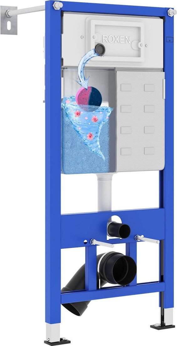 Унитаз подвесной Roxen Porto в комплекте с инсталляцией StounFix Dual Fresh 6 в 1 968015 (кнопка: золото глянцевое ) - фото2