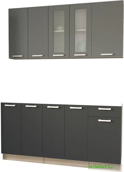 Готовая кухня Интерлиния Мила 16-60 без столешницы (серебристый/антрацит) - фото