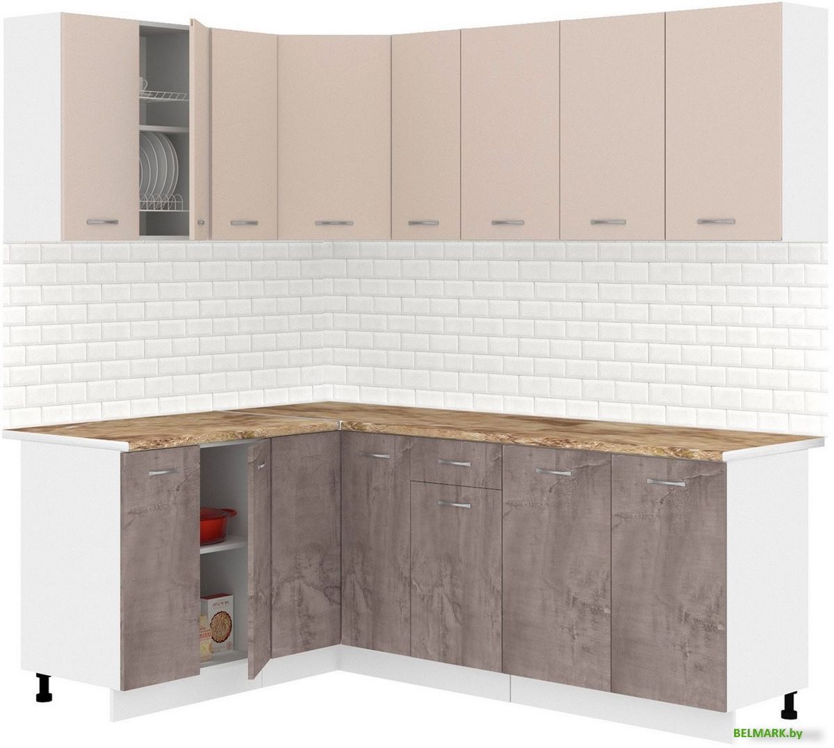 Готовая кухня Кортекс-мебель Корнелия Лира 1.5x2.1 (капучино/оникс/мадрид) - фото