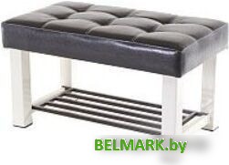 Банкетка AMC Lux 4 с полкой кожзам бежевый/коричневый/коричневый 4.1Б80322 - фото