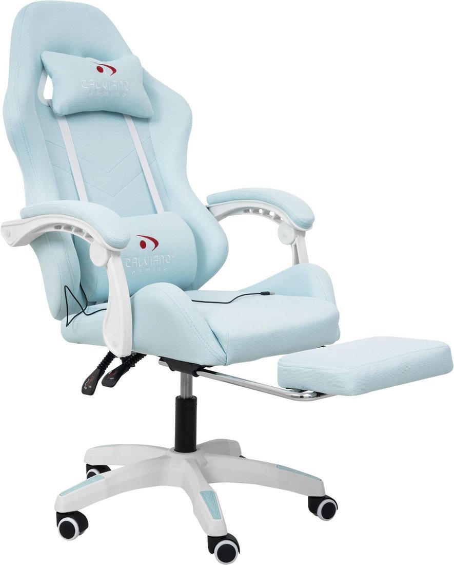 Игровое (геймерское) кресло Calviano 1584 (ткань, голубой) - фото
