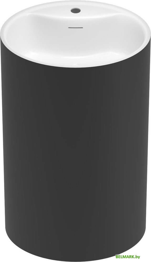 Умывальник Wellsee Coquillage 23280300 (отдельностоящий, с отверстием под смеситель, цвет матовый черный/глянцевый белый) - фото2